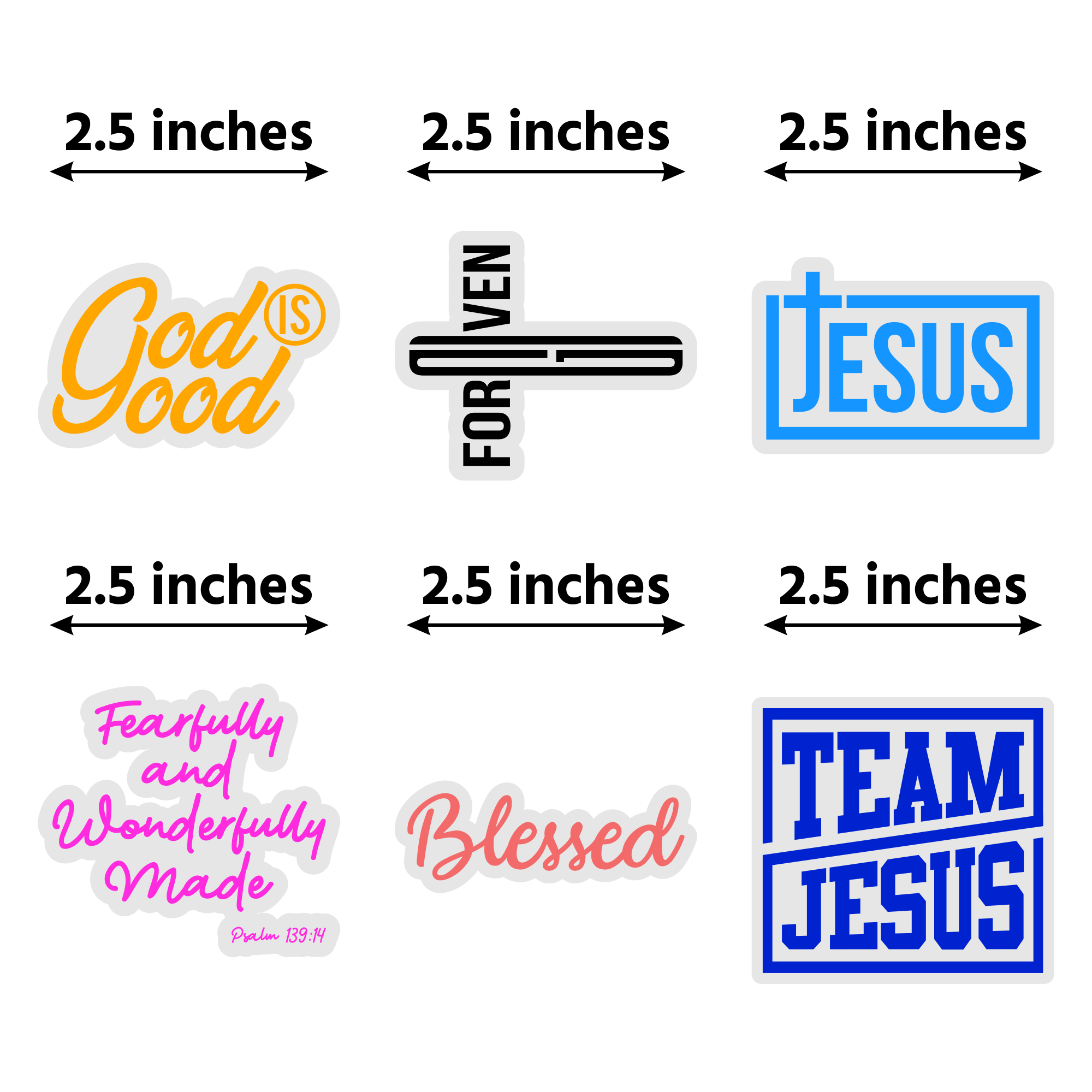 6 Pack Variety Christian Stickers, Christian Gifts